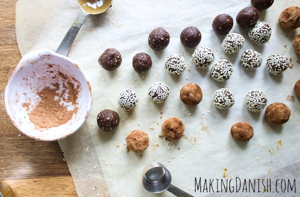 3 variations of bliss balls with tahini and figs