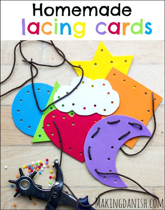 diy homemade lacing cards from foam sheets