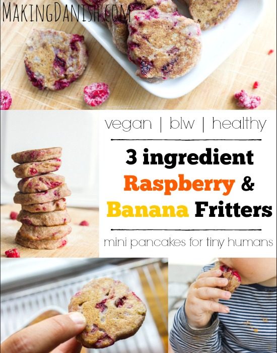 3 ingredient raspberry and banana fritters vegan blw healthy mini pancakes for tiny humans
