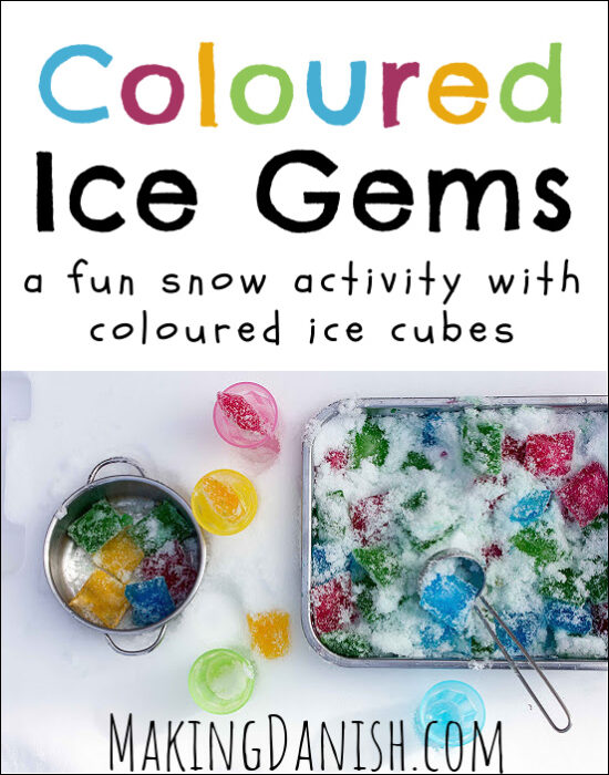 Coloured ice gems – a fun snow activity with coloured ice cubes